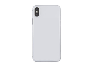 Back View white Smartphone  isolated on White Background