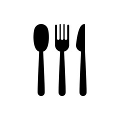 Vector black spoon fork and knife