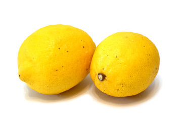 Fresh juicy lemons on white background isolated closeup