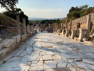 Ephesus Roman Greek ancient city historical architecture amphitheater famous tourism place in...