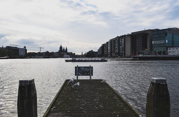 Wooden pier in a cloudy day
