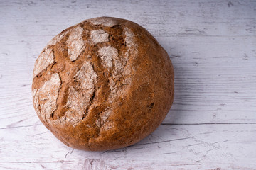 Homemade rye bread, rustic style for breakfast.