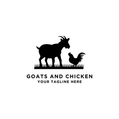 collection of vector animal logos. Goat and Chicken designs. - Vector
