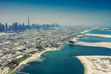 Aerial view on Dubai, UAE, on a summer day.