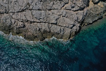 Aerial view to ocean and coast