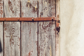 Rusty door hinges on garage door