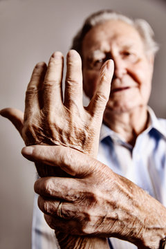Senior man's hands, close-up