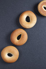 Classic bagels on black