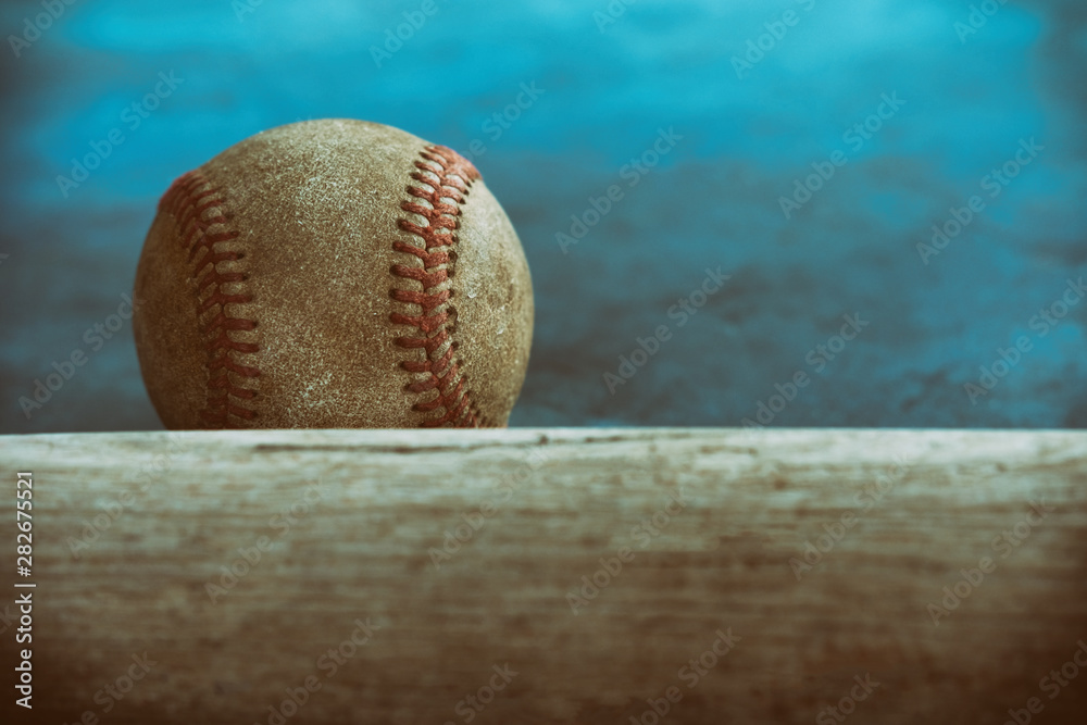 Poster Retro style vintage baseball with ball bat. - Posters