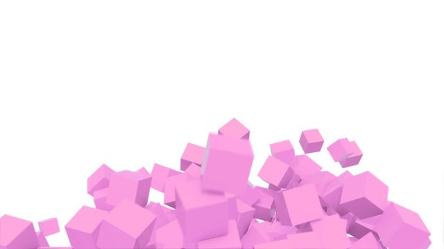 geometric design background of pink cubes in abstract motion (FULL HD)