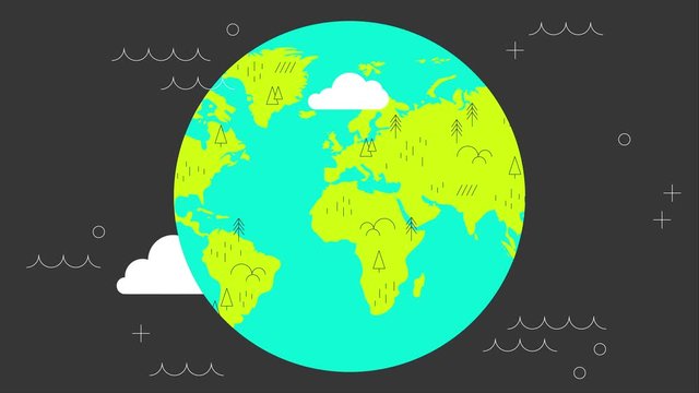 Graphic planet earth rotating animation video