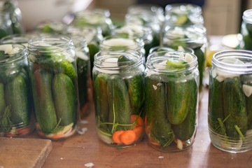 Pickled gherkins homemade organic bio making process