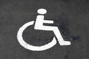 Handicapped parking, disabled, symbol in asphalt