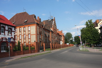Old German buildings along the road