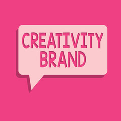 Fototapeta premium Word writing text Creativity Brand. Business concept for design name or feature that distinguishes organization.