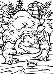 Coloring book for children with a dinosaur