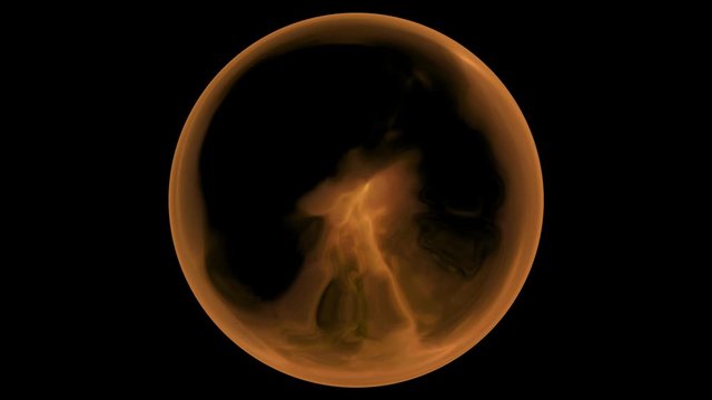 mystic orange energy flows in crystal ball - on black background (FULL HD)