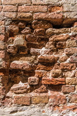 A break in an old brick wall