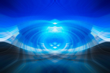 Abstract multicolored forms, blue, black, gray