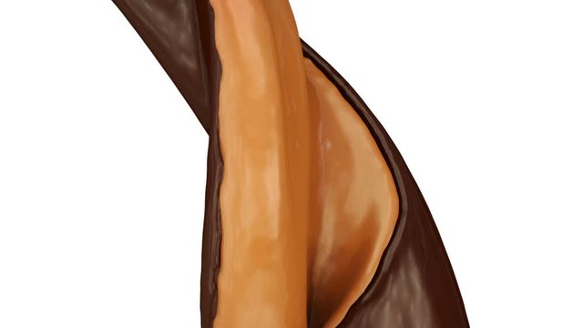 flowing dark chocolate and caramel sauce, alpha channel included (FULL HD)
