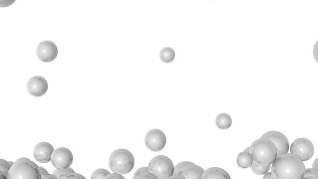 stacked spheres background - falling white pearls in different sizes (FULL HD)