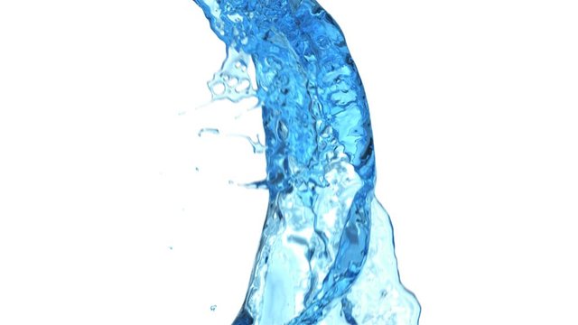 close up view of splashing light blue water flow, on white - seamless (FULL HD)