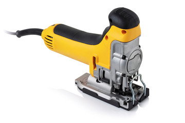 electric jigsaw on white background