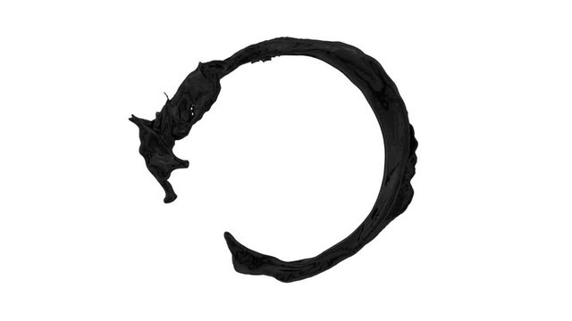 black paint flowing in circle counterclockwise - on white, + alpha (FULL HD)