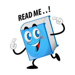 Adorable book Cartoon Mascot happy and smile while running, interest reading for children Vector