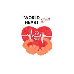 Vector illustration, poster, banner  World Heart Day  29 September. Health care concept with heart and stethoscope.