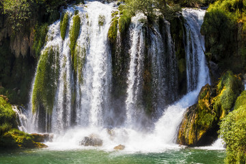 Kravice waterfall on the Trebizat River in Bosnia and Herzegovina.  Miracle of Nature in Bosnia and Herzegovina. The Kravice waterfalls, originally known as the Kravica waterfalls