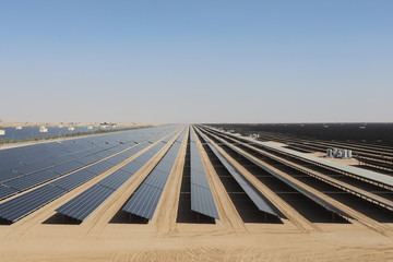 A field of solar photovoltaic panels 