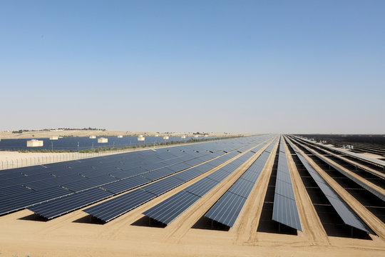 A Field Of Solar Photovoltaic Panels That Form Part Of The Mohammed Bin Rashid Solar Park In Dubai, United Arab Emirates, On 17 January 2018.