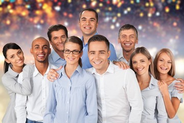 Successful business team   on  background