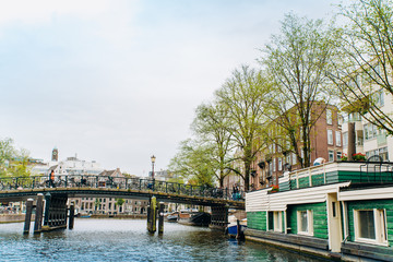 Amsterdam, Netherlands September 5, 2017: canals and rivers. City landscape. Tourist place. Sights.