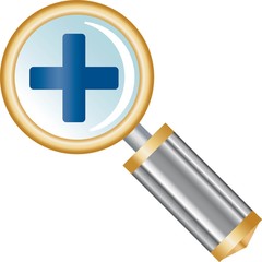 Fototapeta premium Magnifier symbolizing the increment zoom of a document. Vector icon.