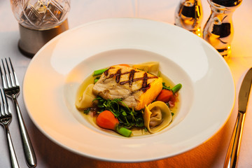 Grilled tuna dinner.
