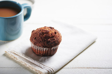 Cinnamon Muffin with Coffee Mug on White