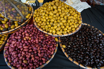Olives for sale at food market