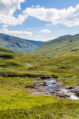 Fototapeta na wymiar River Gaula along the National Norwegian Scenic route Gaularfjellet north of Myrkdalen in Norway Scandinavia (n13)