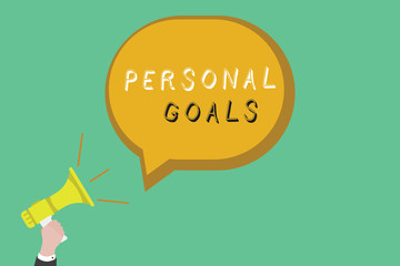 Text sign showing Personal Goals. Conceptual photo Target set by a person to influence his efforts Motivation.