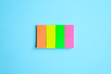Colorful stationery. Multicolored sticker on blue background
