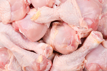 Tasty raw chicken legs. Top view.