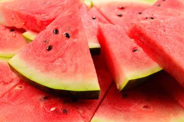 Juicy watermelon slices background. Top view.