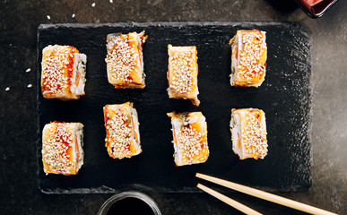 Salmon and Smoked Eel Sushi Roll