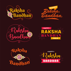 Happy Raksha Bandhan. Indian festival of love and care Vector typographic emblems, logo or badges. Usable for greeting cards, banners, print, t-shirts, posters and banners.