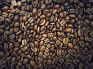 coffee grains on a plane, background, warm color, vigorous morning