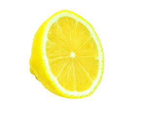 half of yellow lemon no seed isolated on white background with clipping path