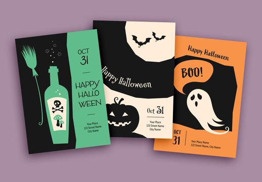 Halloween Card Layout Set