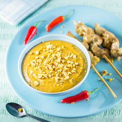 satay sauce with fried chicken